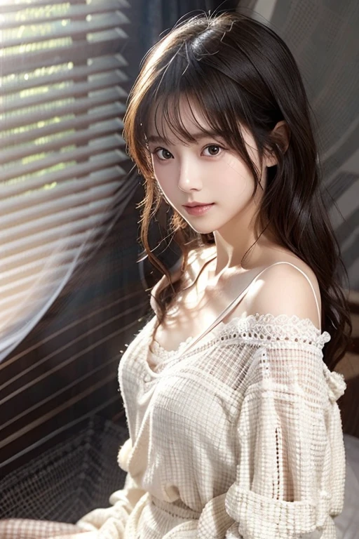 (8k、top-quality、Master pie:1.2)、(hentail realism、Photorealsitic:1.37)、top-quality、Master pie、photography studio、High Balance、Contre-Jour、(From head to thighs:1.5)、Camera angle with background facing up、Shoot in natural light、Lolita costume、hentail realism、super detailing、Beautiful facial features、in her 20s、actress、Half-Japanese and Russian models、Elaborate CG、slenderness、adolable、Hair that flutters in the wind、Delicate skin type、Delicate hair details,softness、The model's hair color is slightly lighter and softer、Gloss makeup、adolable、realisticlying