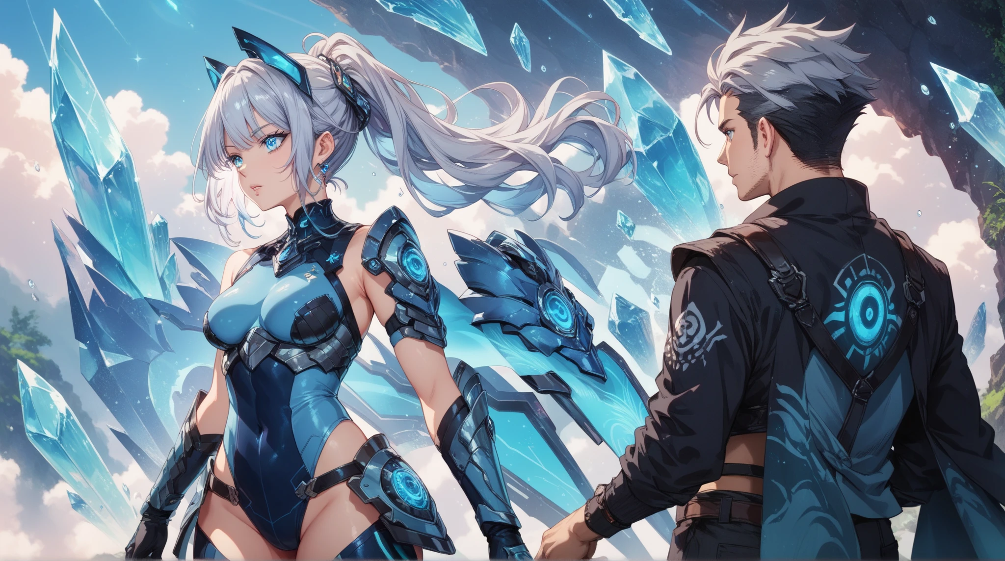 highest quality、Masterpiece、Official Art、Super detailed、super beautiful、Man and woman couple、A couple is smiling happily with their foreheads touching and looking down、Embarrassed、Very important、We need each other、
