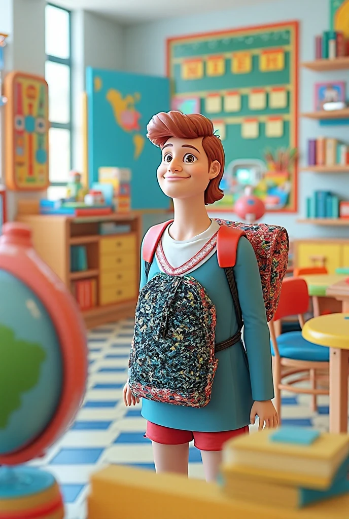 Image of a boy for a story in a YouTube video in Pixar format, He's the little allabester, He's the class leader, He's outgoing, Playful and gets up for a lot of things