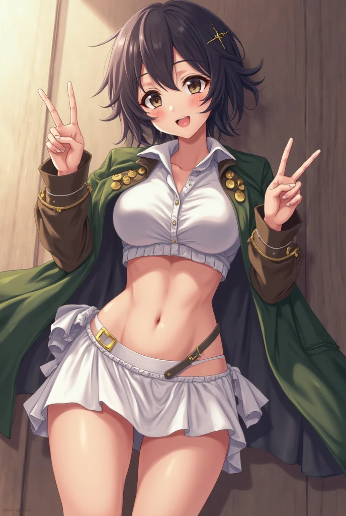 Highest quality, masterpiece, High resolution, alone, (Hiei Kai-2, Fleet Collection:1.15), (Brown Hair), 髪band, (headgear), Non-traditional_Shrine maiden, smile, green_eye, smile, One Girl, green_skirt, Plaid, Plaid_skirt, ribbon-trimmed_sleeve, ribbon_trim, skirt, (indoor, office, living room), alone, smile, Looking at the audience,(panties), (bra), (In underwear), (Flashy underwear), (lingerie),
Structure of the film, Contrasting,Normal chest,Full Bust,thin,Firm stomach,(Normal chest),(Broad breasts:1.3),(Full Bust),Medium breast, Round Breasts ,athlete's chest,thin, (Curvaceous physique) ,Skinny body ,(Firm stomach)
breathe,Sweat,Wet,Grin, Panty shot