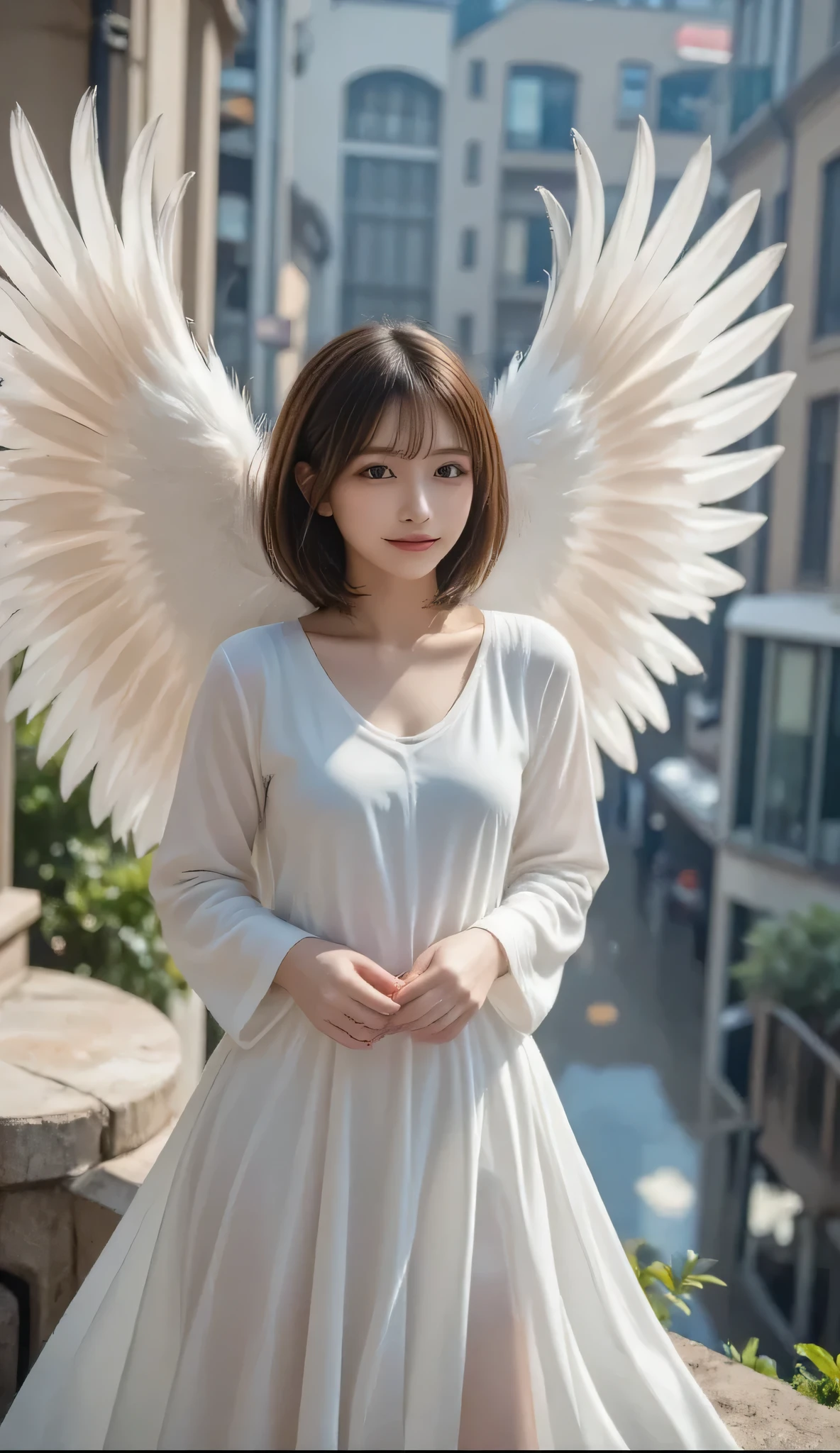 Super Detailed, absolute resolution, masterpiece, , when a beautiful goddess flaps her wings, countless fluffy feathers fall from the sky、She transforms into an angel, a fairytale-like fantasy wonderland worldview, Mr.々iridescent misty glitter effects, very detailed, clear focus, vibrant colors, soft lighting, Cinematic composition, conceptual installation art