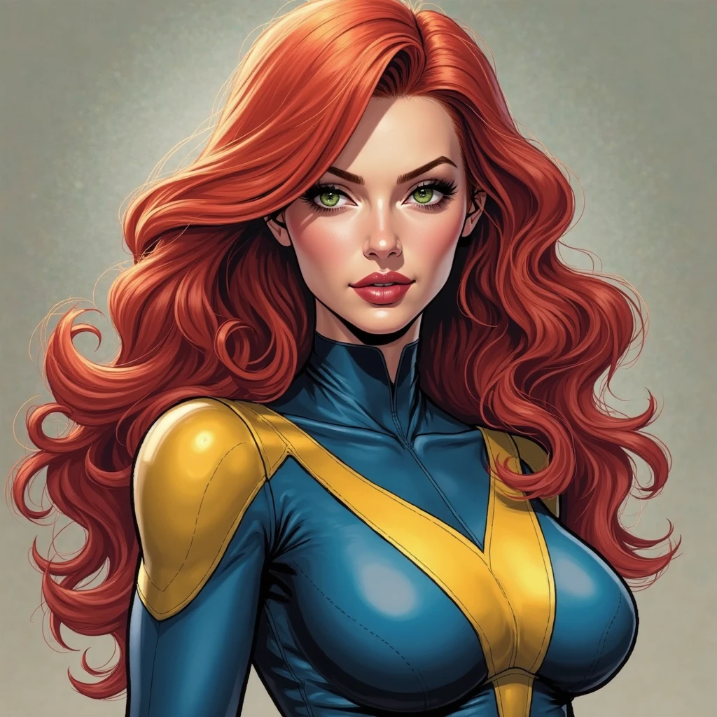 Hayden Panettiere、masterpiece、High quality 4K、villain (X-Men)、Gothic Girl、Sculpted Body Gothic Makeup、Black jacket、Red and blue bodysuit、masterpiece、highest quality、Cowboy Shots、one personの女の子、one person、Technology Military Bodysuit、fringe