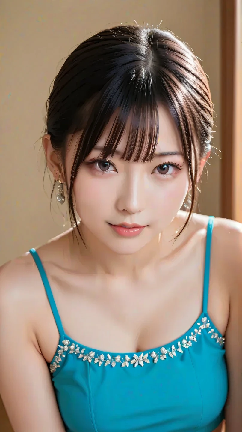 smile,((NSFW)),(Best Quality:1.2), Female dog,(Female organ:1.1),8K, Raw photo, Beautiful sexual woman, Cute beautiful girl,((Her naked lower body is visible、股間のFemale organが見えている:1.3)),blue sea,Blue sky,Palm tree,On a beautiful tropical beach,Hair blowing in the wind,Semi-short hair、((Twin tails:1.3))