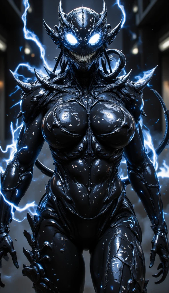 (draconic alien biomechanical succubus with carnage & witchblade physique:1.5), (megan fox as a muscular alien draconic biomechanical demonic woman with flayed skin, gigantic horns, & necrotic metallic muscle:1.5), (witchblade muscular anatomy:1.25), (perfect fingers:1.25), ((wide shoulders & upper body:1.25)), (very skinny legs:1), (huge muscular arms:1.25), (ten pack abs:1.25), (full body view:1.25), choker, detailed eyes, (looking at viewer), (smile:1.25), (blank dark background:1.25), in the art style of H.P. Giger, (beautiful girl face:1.25)