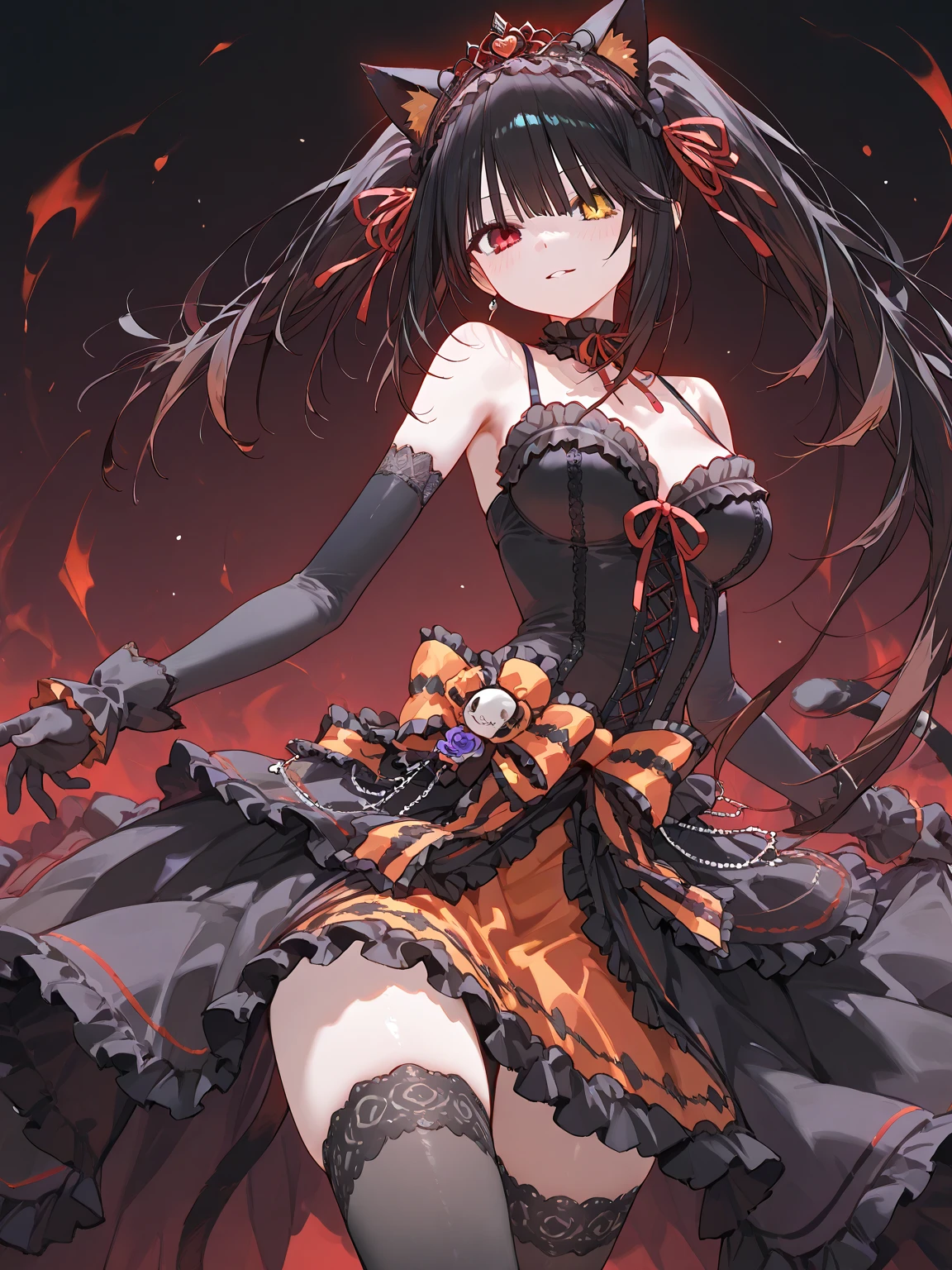 gran calidad ++ Extremely detailed high resolution, very aesthetic, ojos expresivos, (((Cara perfecta))), (((face symmetrical))), ((good anatomy)), (((manos perfectas))), (((8k))), UHD, Fondo de pantalla HD, (((alta calidra detallada, (((1girl))), (((Date A Live))), (((Kurumi))), (((Irisviell von Einzbern))), (((hembra madura))), ((((cuerpo completo)))), (((heterochromia))), (((cabello blanco))), (((Milficación))), (((hembra madura))), (((hombros estrechos))), (((pechos grandes))), (((cintura estrecha))), (((lolita goth vestido))), (((vestido))), (((cinta))), (((Gothic fashion))), (((Gothic))), (((Pistola Flintlock))), (((mosquete))), ((((manos ocupadas)))), ((((Sosteniendo con las manos)))), (((18 year old beautiful girl))), Dedos detallados, Dedos precisos, Manos no antinaturales, strange eye, ojos rojos, escote, colas gemelas de pelo negro,