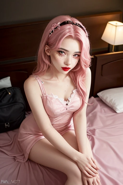 hightquality, an elegant woman、Soio、One photo、qipao dress、a miniskirt、Seductive face、upscale restaurant、Colossal tits、pantyhose、high-heels、sexypose、Stick your ass out、A bracelet、Best Quality, masutepiece, hight resolution、Hair Ornament,Necklace, Jewelry,Beautiful face, Tindall Effect,two tone lighting,(High detailed skin:1.2), 8K UHD, Digital SLR, Soft lighting, High resolution, 4K, 8K,Pink hair,