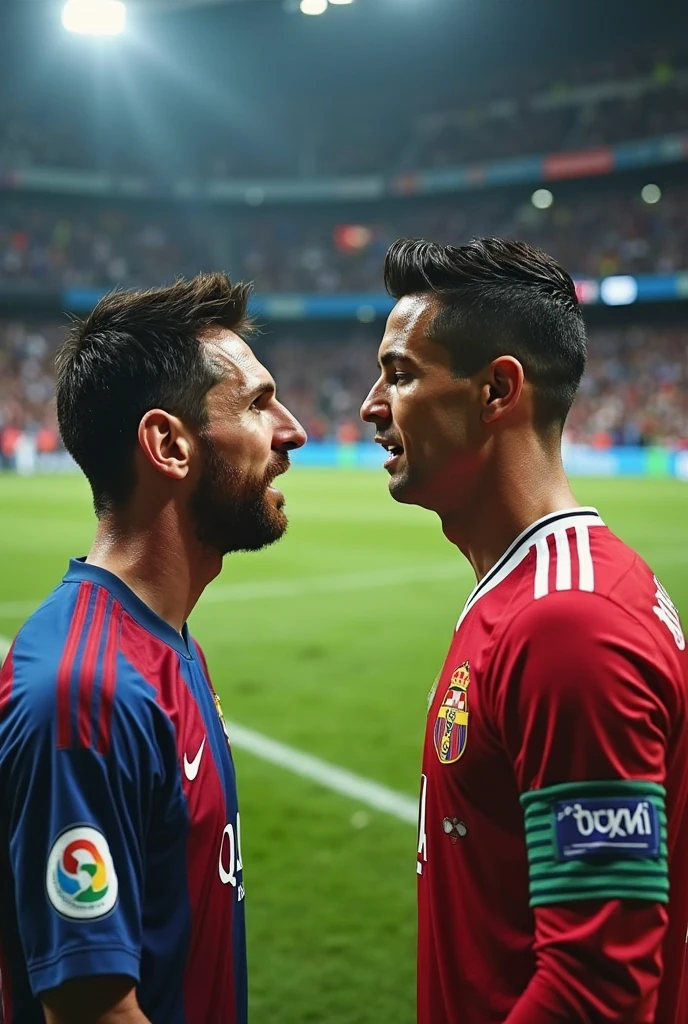 Messi kissing Cristiano Ronaldo