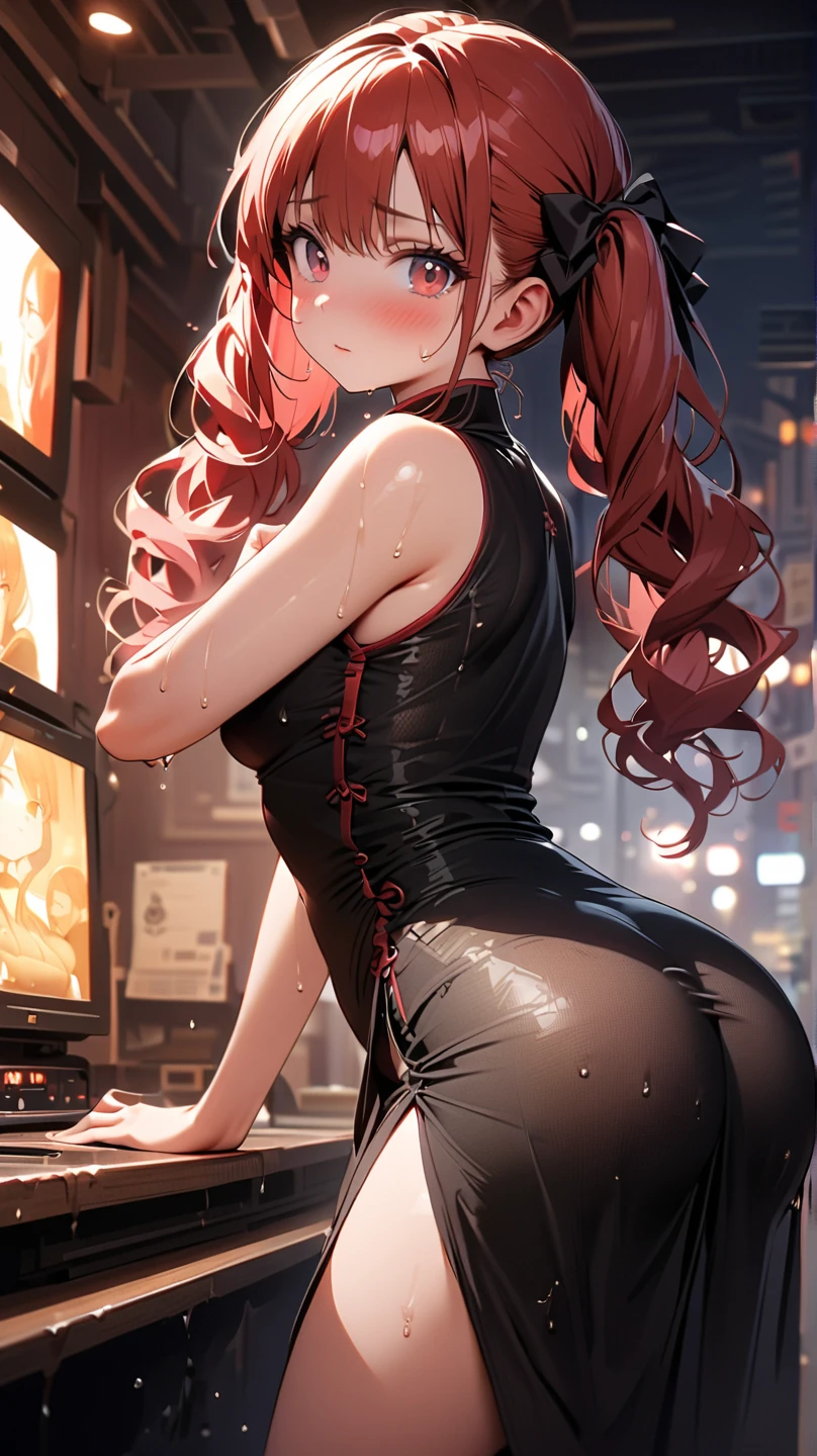 Highest quality、Complete limbs、Full Finger、One Girl、((Beautiful woman、alone))、Beautiful big breasted thiam hair、Straight hair、Redhead、Bunny girl、(レッドBunny girlレオタード)、(brown hair pantyhose)、Red bow tie、赤いBunny girl カチューシャ、casino、roulette、Pokies、trump card、Are standing、Rear View、Rear View、Lower body naked、Big Ass