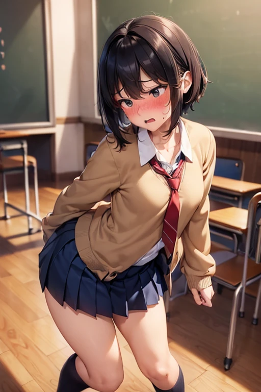 pieces fly、masterpiece、highest quality、Super detailed、High resolution、High resolution、8K portrait、Unity 8k壁紙のHigh resolutionCG、unity 8k wallpaper、cute type little:1.5、:1.5、Highly detailed CG unity 8k wallpaper、realistic、real person、cute type little、 portrait photography、shiny skin、High resolution、(:1.2)、(1 girl)、beautiful clear eyes、very detailed explanation、delicate face、nice lips、slender body、Big breasts and a narrow waist、thin legs、(classroom:1.6)、1 girl, cute type, perfect face, seriously, (blush:1.5),(light brown bob hair:1.5),((there are many people nearby:1.4)),(small breasts:1.5)(school uniform:1.2))((clothing lift:1.5))), (((I have nipples))), Detailed description vagina,膣を表示spread legs:1.2),spread (Orgasm in the vagina:1.5))