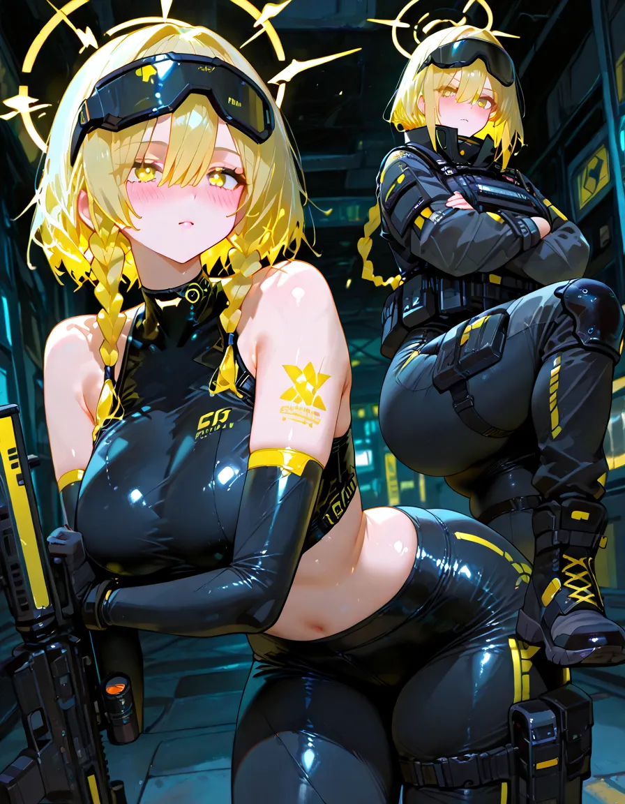 2 girls, a girl is grabbing ther girl's breom behind, （nsfw:1.4）