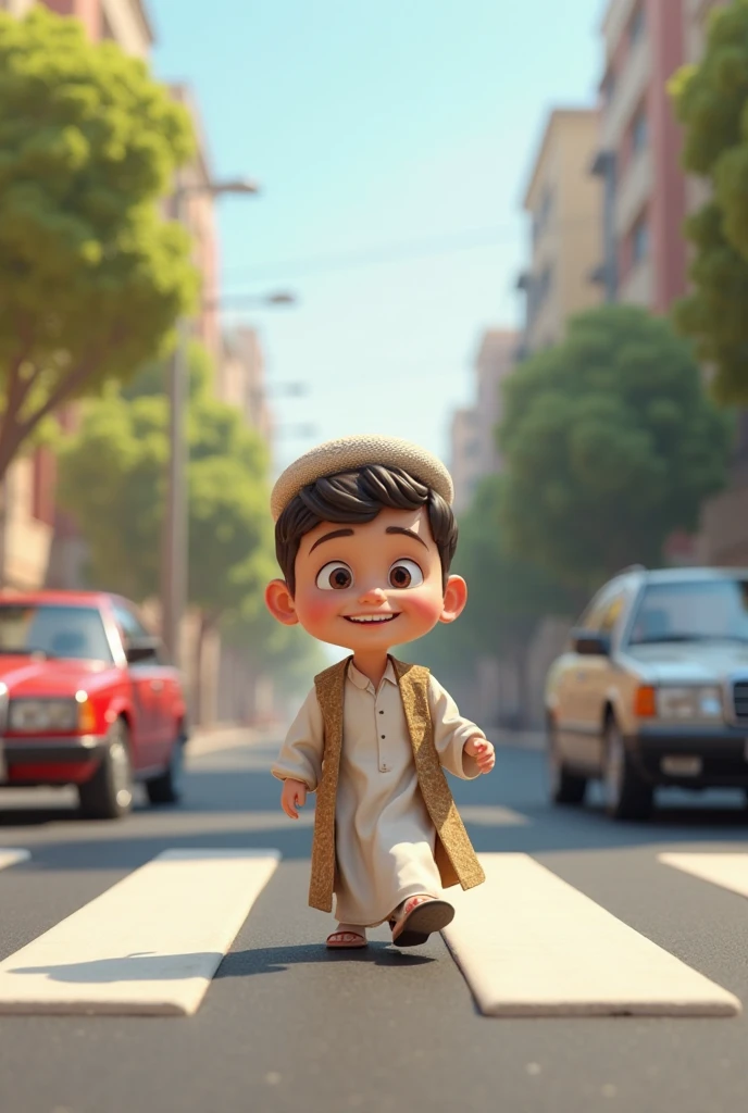 a islamic boy with with car