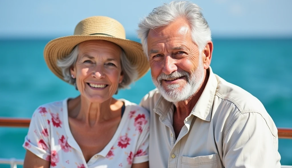 OLD COUPLE in love on a beach
