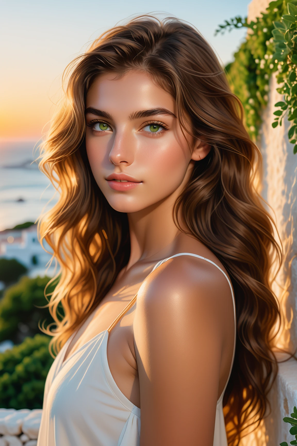 Solo, (((Very detailed face)))), ((Very detailed eyes and face)))), Beautiful detailed eyes, Body parts__, Official Art, 8k unified wallpaper, Super detailed, beautiful and beautiful, beautiful, masterpiece, best quality, original, masterpiece, super fine photo, best quality, super high resolution, realistic realism, sunlight, whole body portrait, amazing beauty, dynamic pose, delicate face, vibrant eyes, (frontal), detailed face, detailed complex background, detailed complex background, highly detailed skin, realistic skin details, visible pores, clear focus, volumetric fog, 8k uhd, DSLR, high quality, film grain, photorealism, lomography, translucent. A 30-year-old woman, red hair, slim figure, dressed in an ancient Roman toga, peeled, lush and chaotic rocky décor, lying on her back on a rocky overhang, lake below, loving look, clean face