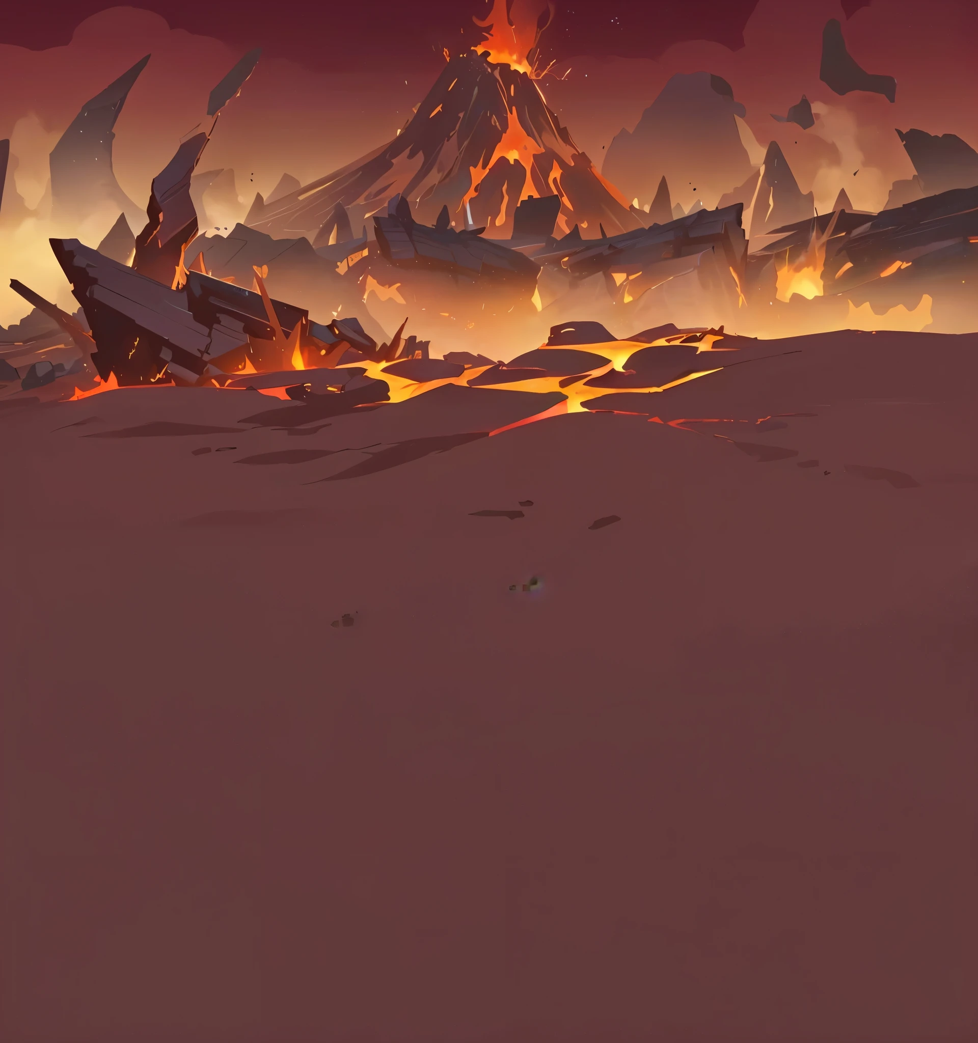 cartoon illustration of a volcano with lava and lava in the background, hell background, burning battlefield background, hellfire background, background art, volcanic workshop background, volcano background, dark volcano background, arena background, background artwork, mobile game background, wrath flame and ruin, riot background, firey environment, 8 k hd wallpaperjpeg artifact