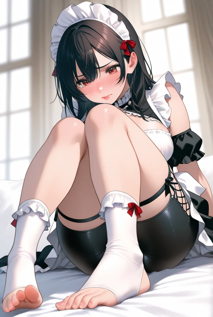 muste piece、masterpiece、highest quality、Super detailed、High resolution、8K portrait、High definition CG of Unity 8k wallpaper、cute type little:1.5、Lori:1.5、Highly detailed CG unity 8k wallpaper、Realistic、real person、 portrait photography、shiny skin、High definition、(:1.2)、(1 girl)、beautiful clear eyes、extremely detailed description、delicate face、nice lips、slender body、(thin waist)、thin legs、(garden:1.6)、1 girl, cute type, perfect face, seriously, (blush:1.5),(Black hair in a bun:1.3),(medium breasts:1.5),((mini skirt maid clothes:1.3)),(half nude:1.2),(black dress),(I have nipples:1.2),(looking at view),(from front),gran,(wearing shoes),((climax in vagina:1.5)),(leaning forward)