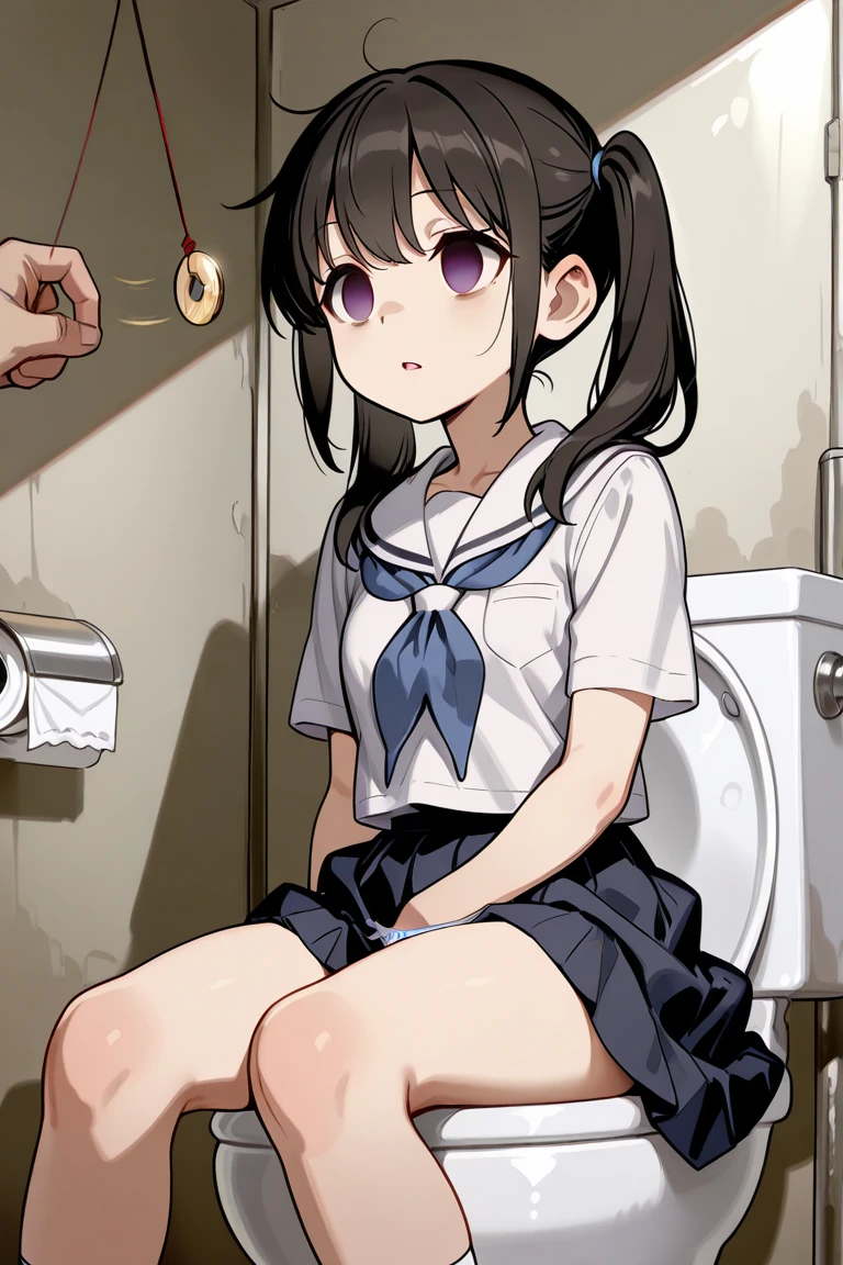 hetero,1girl,1boy, penis,nsfw,flat chest,,loli,6yearsold,teacher, height difference, full body, fellatio, standing, looking at another, indoors, randoseru,White dress, Back pack, from side, looking away, twintails, collarbone,arms up, arms grab,