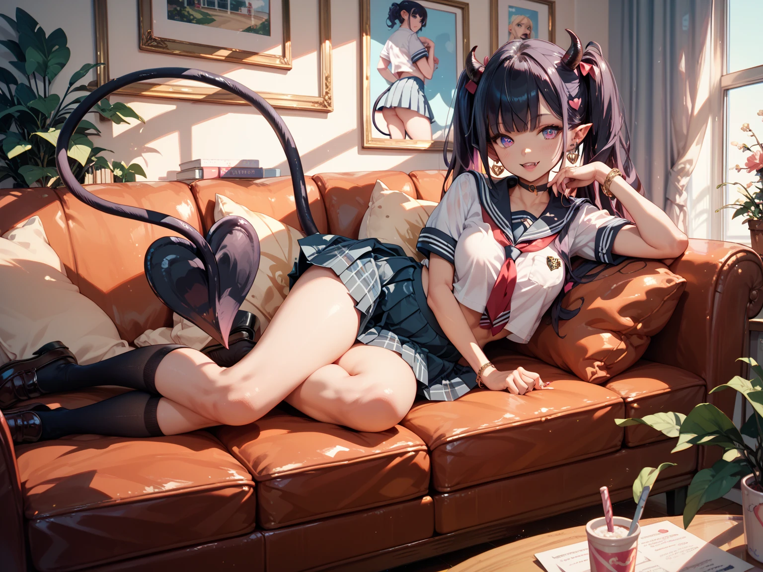1 girl, late , black hair, black ponytails, light beige leather, White T-shirt, blue jumpsuit with pink flower brooch, socks with pink stripe, blue sandals, wears a scarlet backpack on his back, green sketchbook in hand, Looking at the camera, front, 1 result, close-up