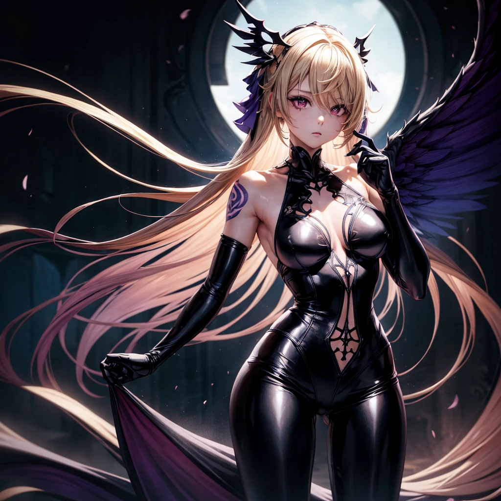 )a thin woman with long blonde hair, woman has green eyes, black sexy emo outfit) best quality, adorable, ultra-detailed, illustration, complex, detailed, extremely detailed, detailed face, soft light, soft focus, perfect face. illustration:full body