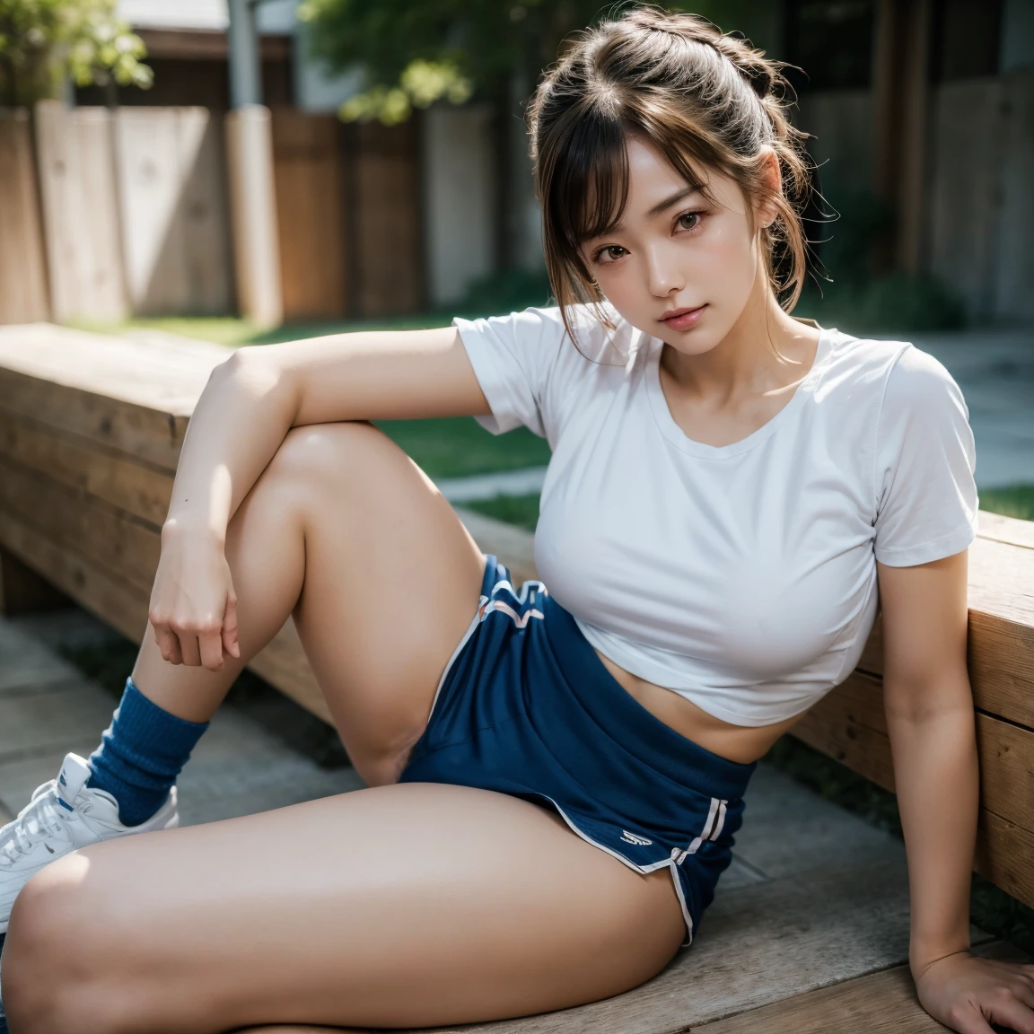 (highest quality、4k、8k、high resolution、masterpiece: 1.2)、Super detailed、(real、photorealistic、photorealistic: 1.37)、beautiful japanese girl、1 person、 (15 years old)、solo、(from the front:1.4)、(Reaching sexual ecstasy:1.6) 、sit at desk、(short sleeve sailor suit) 、(panties)、crotch crack、Beautiful butt、She places her hands and elbows on the table, spreads her legs wide, and sticks out her crotch to emphasize it.、twin tails、inside the classroom、mynatalee woman