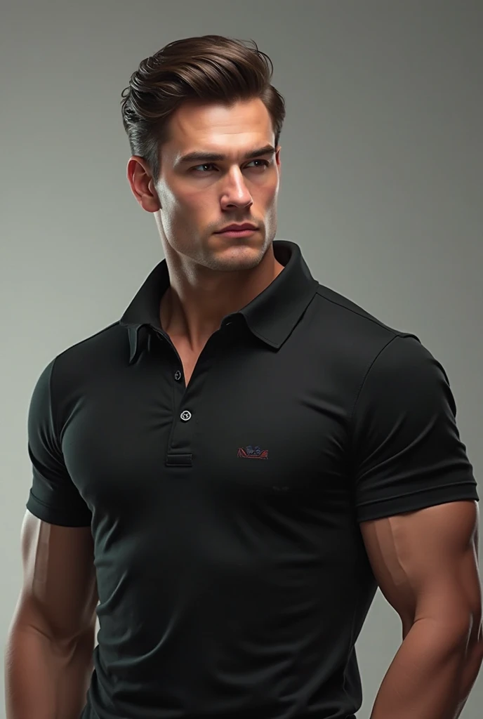 Handsome blonde haired guy with green eyes wearing a black t-shirt