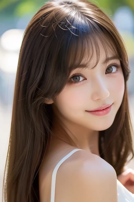 brown hair,medium hair,18 year old female, small nose, with the correct look, Cute natural smile, Japanese features, Clean and cute face, cute realistic portrait, asian face, 8k photo, soft makeup,natural skin texture,Raw photo,highest quality,Full Body Shot,cat ears