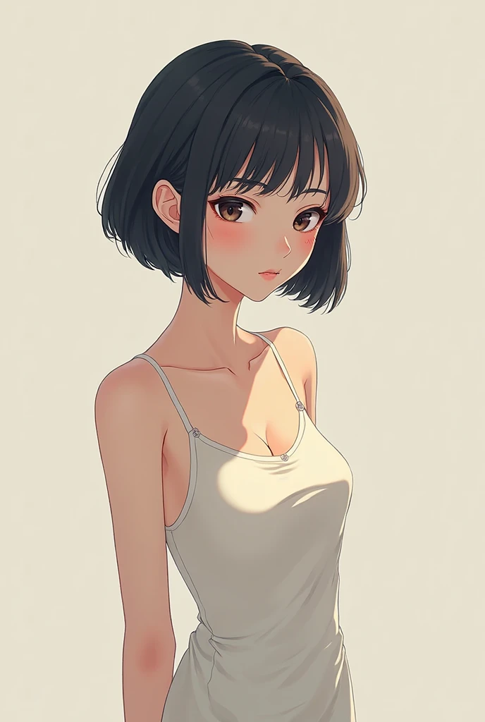 Japanese woman bob cut 8k full body realistic breast nipple front nipple