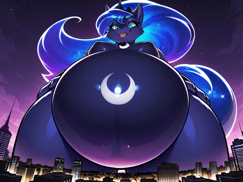 Furry, Huge Boobs, Female, indigo fur, Kimono, fox girl, thicc, fluffy body, thicc, chubby, plump, anthro, rear view, huge ass