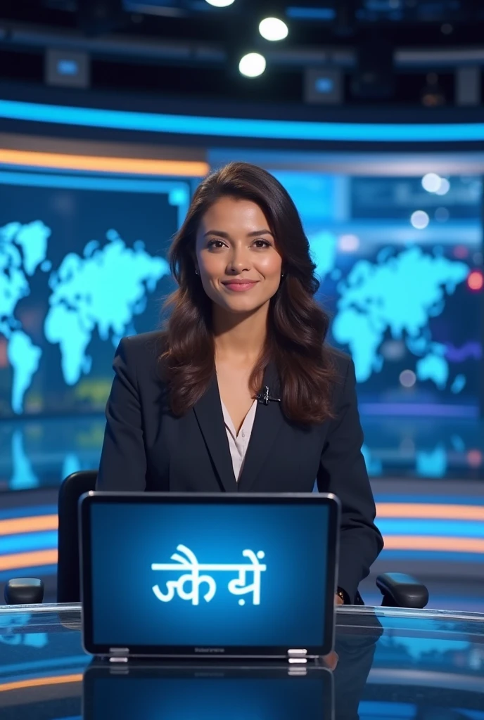 Indian news anchor in studio