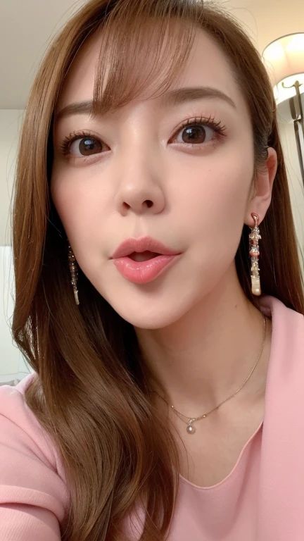 (Highest quality、8k、Award-winning works、Ultra-high resolution)、One beautiful woman、(Wearing a shiny tight swimsuit)、(blonde:1.1)、Bright color contacts、Perfect Makeup、Bright and shiny lipstick、(Very heavy makeup:1.2)、(Deep pink around the eyes:1.1)、Beautiful bright eyeshadow、Heavy makeup around the eyes、(Huge breasts:1.2)、very long wavy hair、(Romantic affection:1.1)、The best smile he had when he saw me、(Many of them emphasize the body line..:1.1)、(Strongly blurred vibrant Harajuku city background:1.1)、(Strongly blurred background:1.1)、Accurate anatomy、(Ultra-high resolutionの完璧な美しい歯:1.1)、Ultra-high definition beauty face、Ultra HD Hair、Ultra HD Shining Eyes、輝くUltra-high resolutionの美肌、Ultra-high resolutionの艶やかな唇, Very detailed, Nose and mouth,Face Focus, Extreme close-up of face and upper body,Glossy lips with visible lip wrinkles