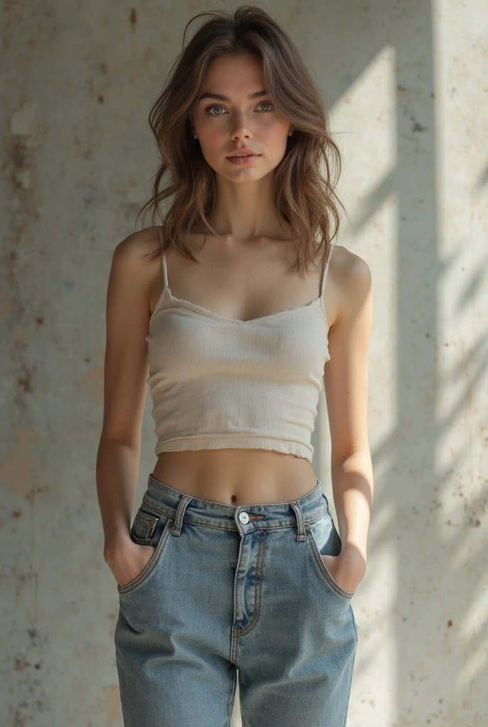 photographie d&#39;une femme de 20 ans, blonde visage parfait, Masterpiece, habillée in jeans and pull