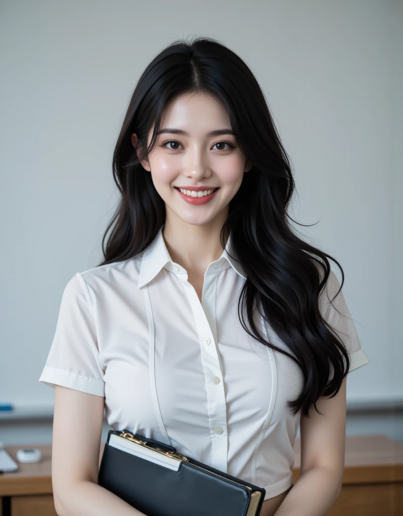 (photorealistic:1.4),Best quality, masterpiece, ultra high res ,(1girl), sitting pose, indoor, library background, on sofa,  beside window,<lora:koreaface10:0.8>, beautiful korean girl, smile, look at viewer, white shirt short sleeves, black pleated skirt, belt, <lora:mahalaiuniform-000001:0.8>