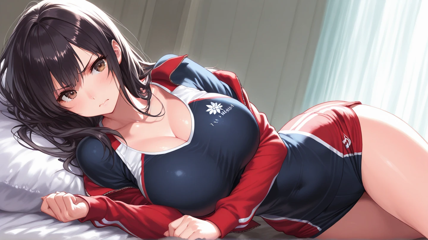 ((from front,front face)),
1girl,masterpiece,best quality,(8k, best quality, masterpiece:1.2), (ultra-detailed:1.2),ultra quality, high quality, beautiful detailed glow,film Reflection,
((smooth texture:0.9, realistic texture:0.9, realistic:1.1, Anime CG style)),
(plump thighs:1.1),((Voluptuous,glamorous,Chubby,thicc,curvy,Leggy,Tall,hanging breasts,1 grandma)),
(lying back down:1.3),(from above:1.3),Lie on your back,(spread legs:1.3),hands up,
(35 year old woman,mature female:1.2),depth of field,chignon,updo hair,black hair
(white Volley Uniform:1.3),cameltoe,Long Sleeves Volley Uniform,sports shoes,tight clothes,volleyball knee supporter,thighhighs,
glasses,beauty mark,