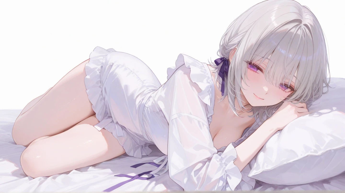 , child, flat chest, nude, naked, laying on the bed, on back, good eyes, smiling softly, perfect body ratio,