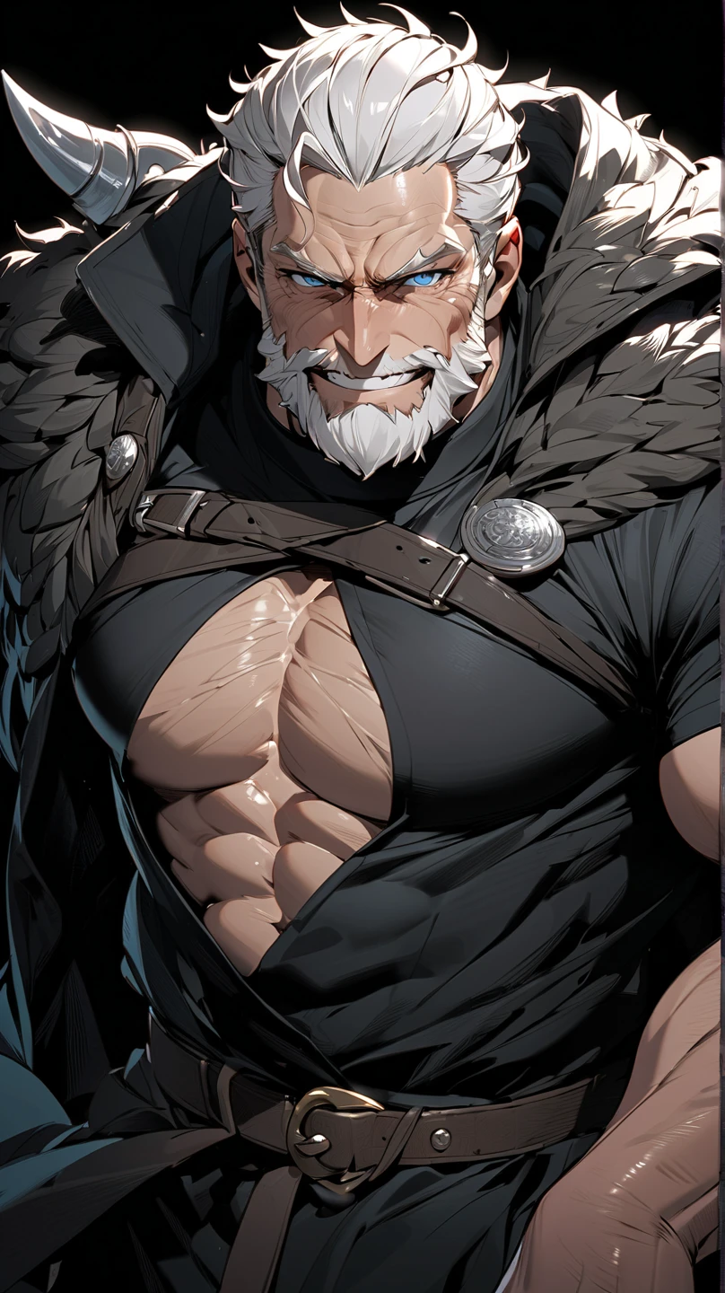 (masterpiece),(highres),(intricate details:1.4),extremely detailed,(illustration:1.2),8k,photorealistic,exquisite,,aged,elder male lion ,muscular,(bishop :1.7),(Ancient Greek mythological style;1.8),(loose white robe:1.6),manhood,safeguard,(white hair:1.3),long hair,long white beard,scar,(badly damaged:1.7),(a sword piercing into his chest:1.9),(bulging crotch:1.8),(homosexual),(naked upper body:1.7),(a serene face:1.9)