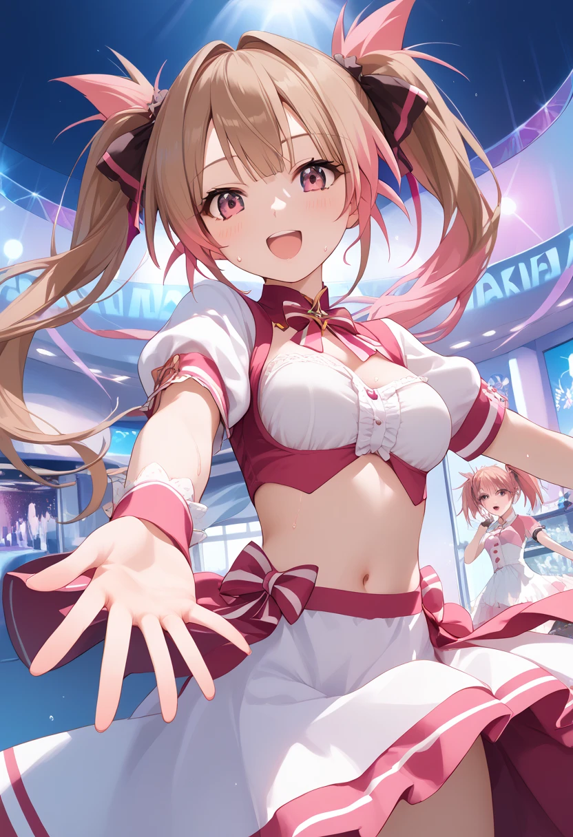 detailed background、highest quality、teenage beauty((3 people:1.5))、cute hairstyle、Japanese:1.5,huge breasts、smile、(very tight magical girl:1.4)、Choose tight magical girl clothes with floral patterns or pastel colors、Pair your feet with flat sandals or sneakers..、Add accents with a basket bag or headband、By incorporating spring-like bright colors and patterns,Creates a gorgeous and cute impression,(Armpit milk:30%),(underboob:70%)
,(skirt lift:35%),(Nipples pumping:10%),(upskirt:1%)
