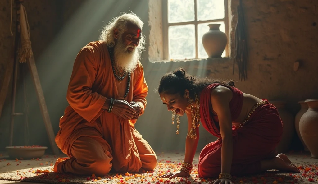 20 year old girl touched Panditji's feet while worshiping in the temple