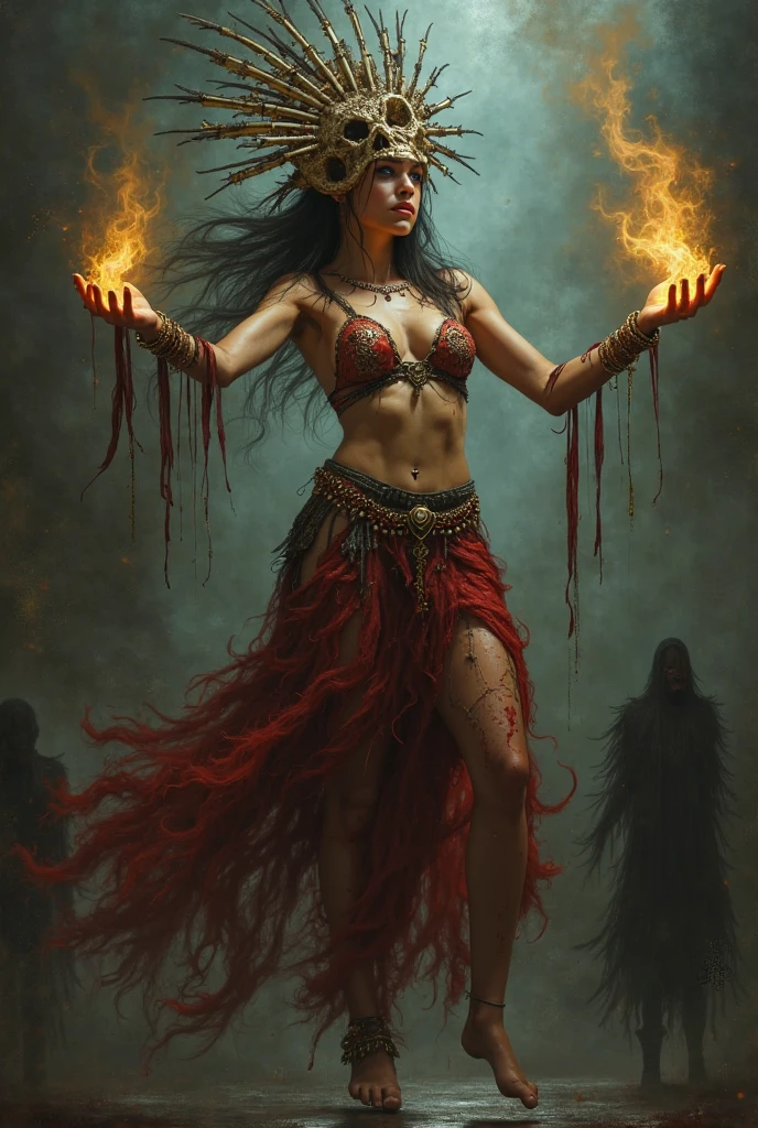 a woman in a black dress holding a tray with a fire, a beautiful sorceress, beautiful sorceress, beautiful necromancer girl, beautiful elegant demon queen, goddess of the underworld, dark fantasy female magician, dark fantasy style art, beautiful girl necromancer, necromancer sorceress, dark sorceress, evil sorceress