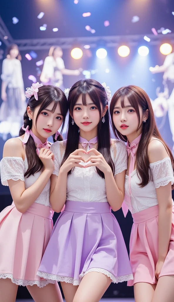 Highest quality, Super Fine, 16K, Very detailed, delicate and dynamic, cute woman, Baby Face,Black Hair, Pink Eyes, Detailed eyes, sauce_anime, Attention to detail, hair ornaments,Both sides up,smile, Young characteristics, View your viewers, (White Background:1.3),Fluffy sleeves, Fluffy hair、Elementary school girl, Put your hands on your face, Barrette、Black Stockings,Are standing, underwear,Teenage Girl、belly button、skirt、cute、Beautiful illustrations, Highest quality, cute女の子,beautiful girl、Clear Face, pastel colour ,Blonde, smile、blush、にこやかなsmile、Thighs、(Two Girls:1.1)、Perfect hands、Five fingers、Facing each other,(Three Women:1.4), Three Succubus (symmetrical succubus wings), (triplets:1.2), (ribbon:1.1), (Both sides up), tie, Bree, Earrings, Suspicious Face, (White Background:1.3), alicious smile, Scars and disfiguring facial features, Young characteristics, Long sleeve, Fluffy sleeves, Fluffy hair, (Laughing with your mouth open), Chiquita, huge , (Put your hands on your face), Ruffled uniforms, Barrette, (laugh at:1.1), Looking down, Angle from behind, Respected by women, (Upward gaze:1.2), (hearts symbol:1.5), (Heart:1.5), (Heart effect:1.5), (Heart symbol:1.5), Devil&#39;s Tail, Demonic Taiucubus, (super huge tits:1.3), (Heart Tattoo:1.3), Yodare, Devil&#39;s Tail, Chest position, GirlSandwichFaceSandwich (confused and blushing,cuteアヘ顔ポーズ), Embrace each other, catch, そしてサンドイッチを作ってサンドイッチにEmbrace each otherポーズ, (Bury the boy&#39;s face in her cleavage:1.3), Front and back view of the sandwich, Displeased expression 4p, Boy looking away　Boob sandwich