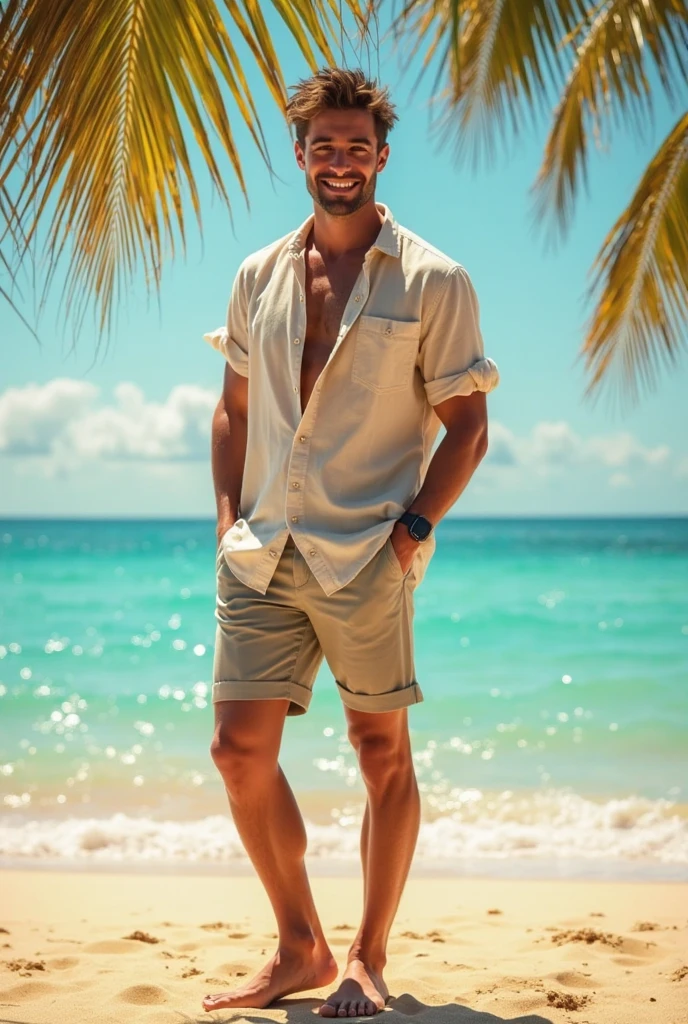 Hot shirtless white tan sweaty masculine country boy teen wearing a white cowboy hat on beach standing in pristine short skin tight white  running shorts accentuating the big bulge in his dick and balls in his crotch. He has fluffy straight brown hair and a clean shaven look along with a sharp jawline. The white shorts really accentuate the protruding bulge in his shorts from his penis. His hairy legs stand tall in the sand, supporting his skinny teen 1 boy body. He lacks facial hair, but his jawline makes up for it with how sharp it is