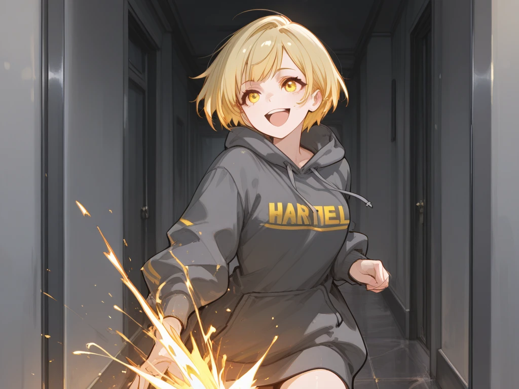 ((of the highest quality, 8K,Raw photo)), (Realistic, Photorealistic: 1.37), (Face Focus: 1.1), Small breasts, flat chest, Short hair, A Japanese Lady、20yr old、Japan idol system、(white sweatshirt: 1.1)、Skirt, Sitting, Arms up, From below, Sunlight, Movie Lighting,