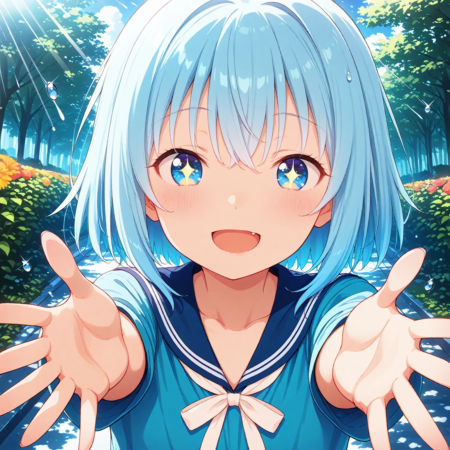 Anime girl with blue hair and blue eyes holding a white object, anime moe art style, 8K!, anime big breast! 4 k'', mikudayo, anime big breast! 4K, Official artwork, Rem Rezero, 8K!!, anime visual of a cute girl, Azure sky, style of anime4 K, 4K!, Anime girl with teal hair, ayanami