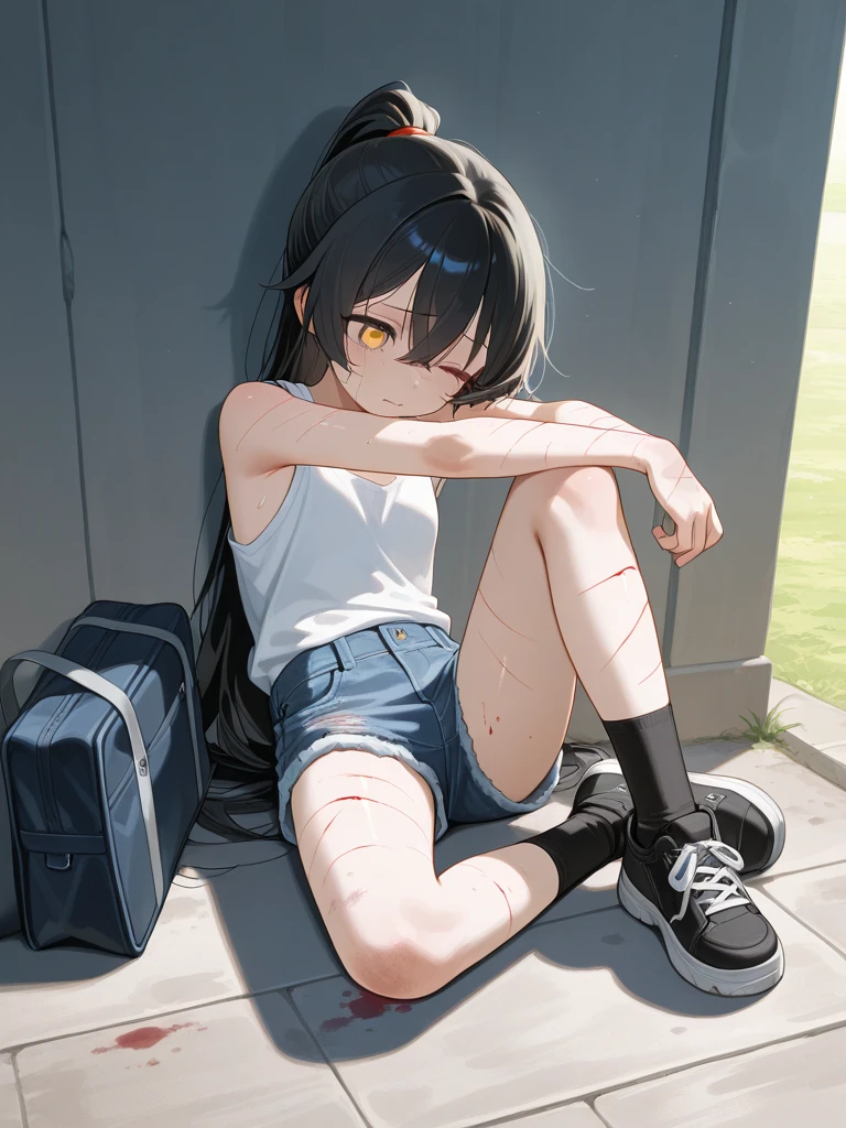 A girl sucks a dick around the corner in a doorway.