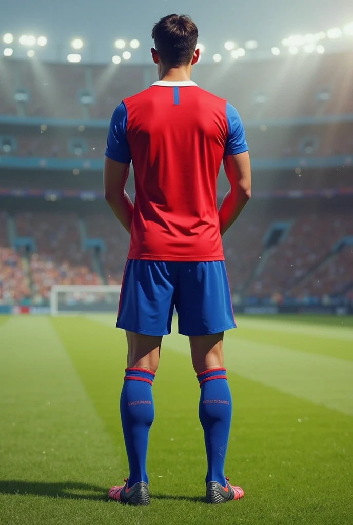 Generates a maroon soccer shorts and soccer socks
