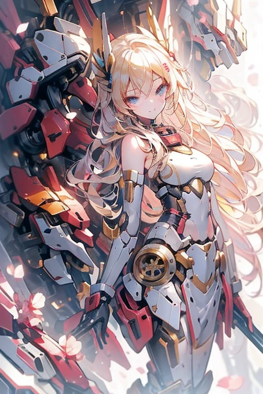 Mechanical Girl masterpiece long Blonde high school girl tall Mechanical Battle Suit whole body Serious face