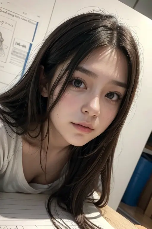 best quality, masterpiece,  (realistic:1.2), 1 girl, brown hair, brown eyes,Front, detailed face, beautiful eyes