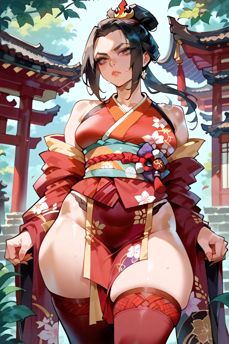 ((A plump and squishy lady:1.3)),((surprise!!:1.3)),(((Women's Lace Panties,((open crotch pantie)),transparent,Erotic lingerie,Big size,Open crotch underwear))),Highest quality、High resolution、Detailed Background、(Beautiful face in every detail:1.4)、"A young Japanese girl enjoying the traditional Sanja Matsuri festival. She is wearing a vibrant blue and white 'happi' coat, a traditional Japanese festival attire, adorned with festive symbols and patterns. The girl has a joyful expression, her hair tied in a neat bun, with a few strands peeking out. She is surrounded by the lively atmosphere of the festival, with colorful lanterns, banners, and crowds of people in the background. The streets are bustling with energy, and the sky is clear and bright, adding to the festive spirit. The girl is holding a small, traditional festival fan, and you can see a float (Mikoshi) being carried in the distance, with participants in similar attire cheering and chanting."