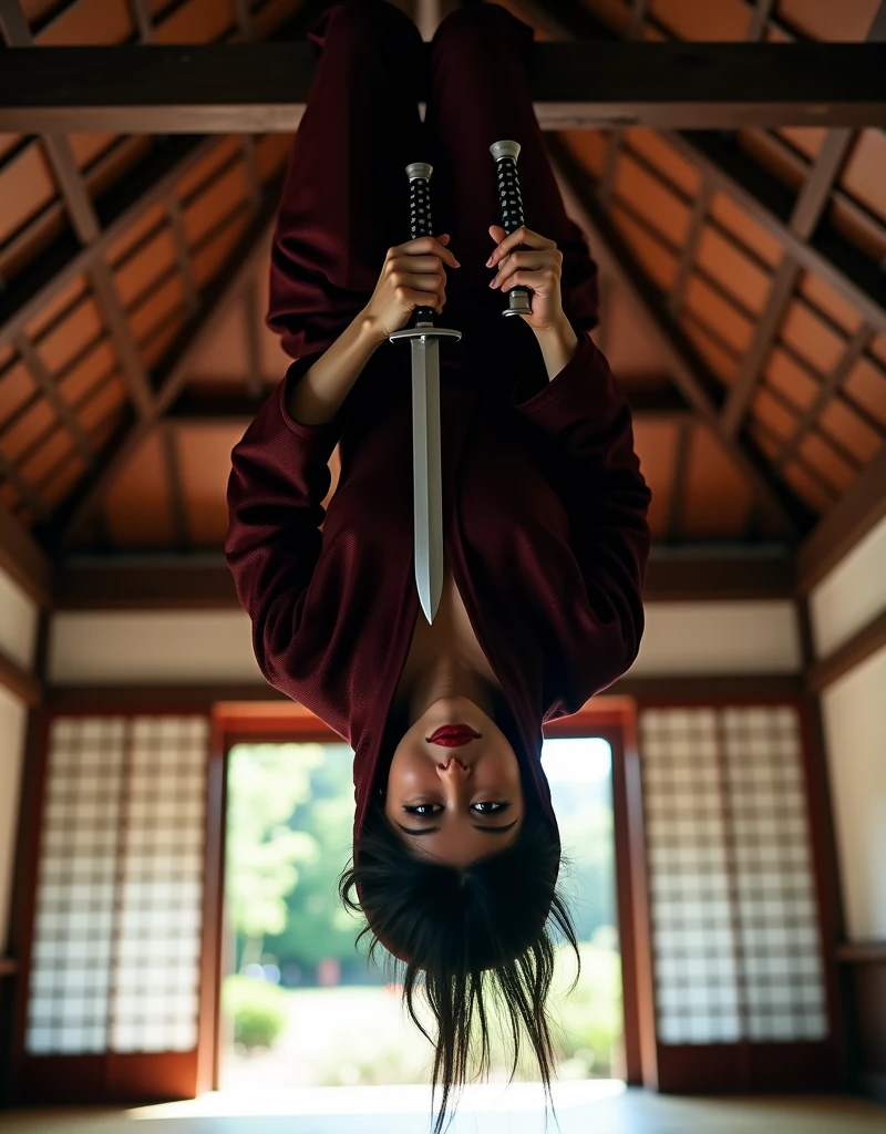 A woman wrapped in vines on a cliff, hanging, wrapped around her legs and arms, legs spread, plants piercing her vagina, beautiful woman, sensual body, big breasts, open legs showing pussy, big plants fucking her pussy, wet pussy, sensual body, big, short wavy hair, beautiful Asian woman, idol actress, tied with a chain, being in the cliff mountains, very realistic, very realistic