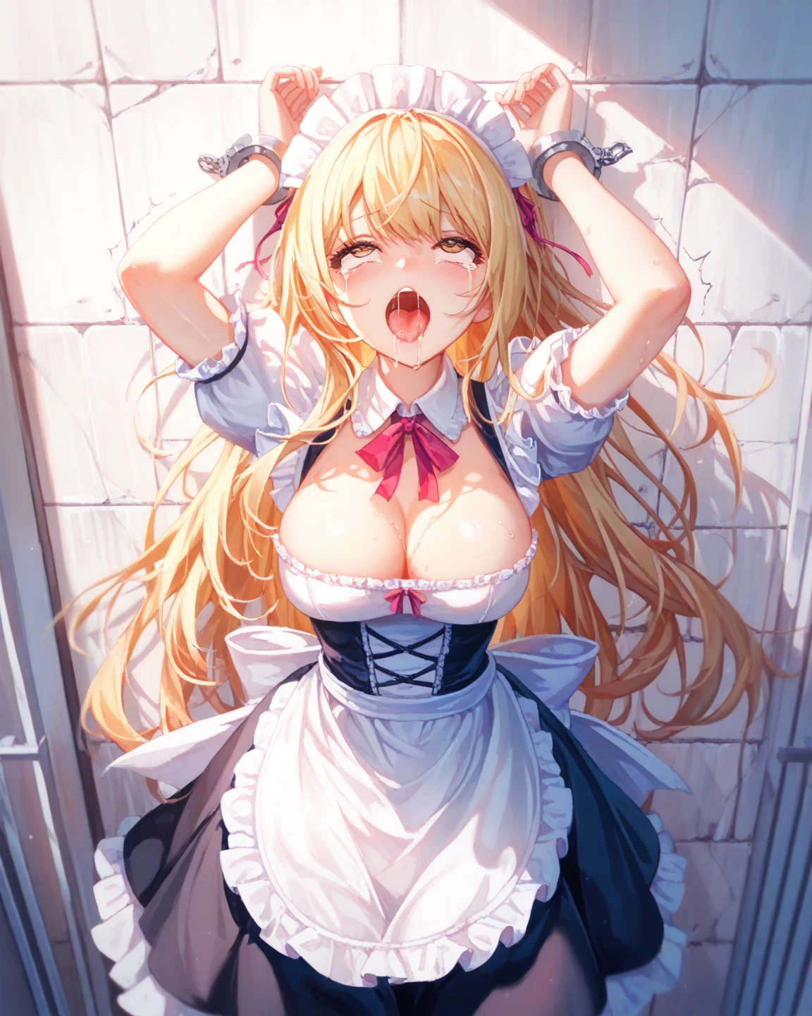 (masterpiece, best quality),1girl,twintails, pov, fellatio, blonde hair, , 1boy,penis,nipples, excessive cum, trembling, open mouth,(upperboob:0.5),
from side, 28 years old, lactation, (tears:0.5), grabbing head,closed eyes,