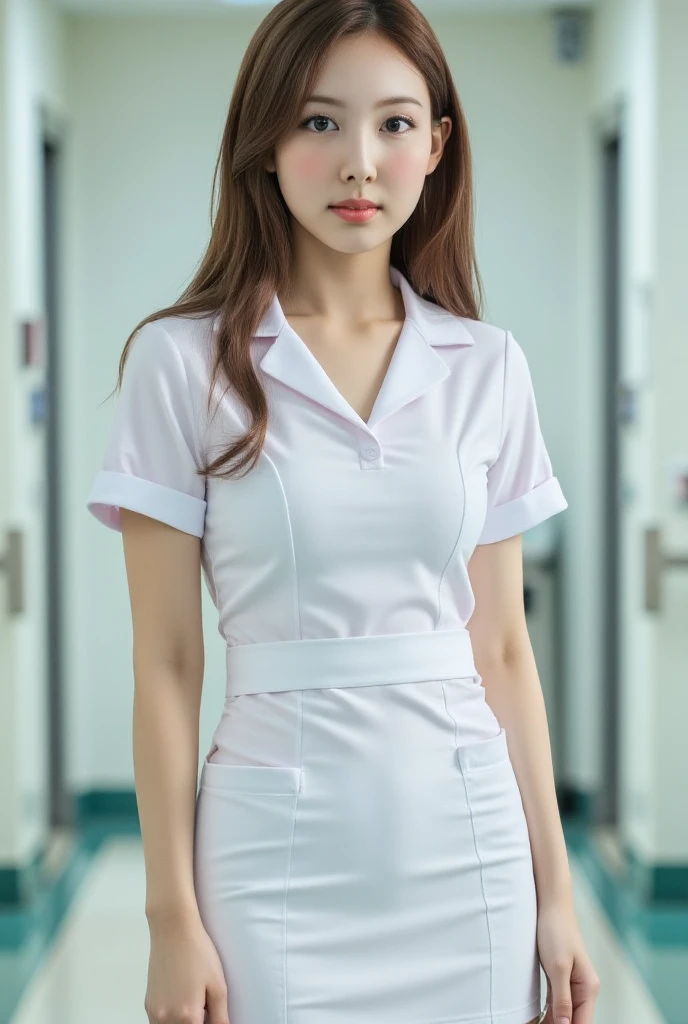 (Highest quality:1.4), High resolution, masterpiece,, One girl,, Black Hair, Purple eyes, (Kemomimi), Medium chest, Naked thin thighs,, hair ornaments, (Nurse's clothes), blush,, lanthanum, shrine,, Detailed face,