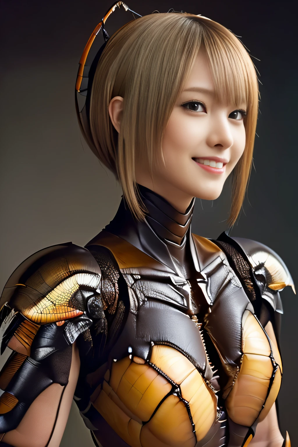 (high resolution,masterpiece,best quality,extremely detailed CG, anime, official art:1.4), realistic, photo, amazing fine details, all intricate, gloss and shiny,awesome many layers, 8k wall paper, 3d, sketch, kawaii, illustration,( solo:1.4), perfect female proportion,villainess, (fusion of dark brown cockroach and lady:1.4), (brown cockroach form lady:1.2), (brown cockroach lady:1.2), (fusion:1.2), (solo:1.4), (evil smile:1.2), muscular, abs, (cockroach brown exoskeleton bio insect suit:1.4), (cockroach brown exoskeleton bio insect armor:1.2), (brown transparency cockroach wing:1.4), (brown cockroach antennae:1.3),